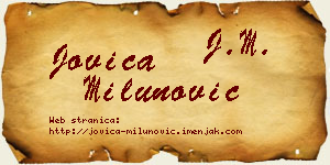 Jovica Milunović vizit kartica